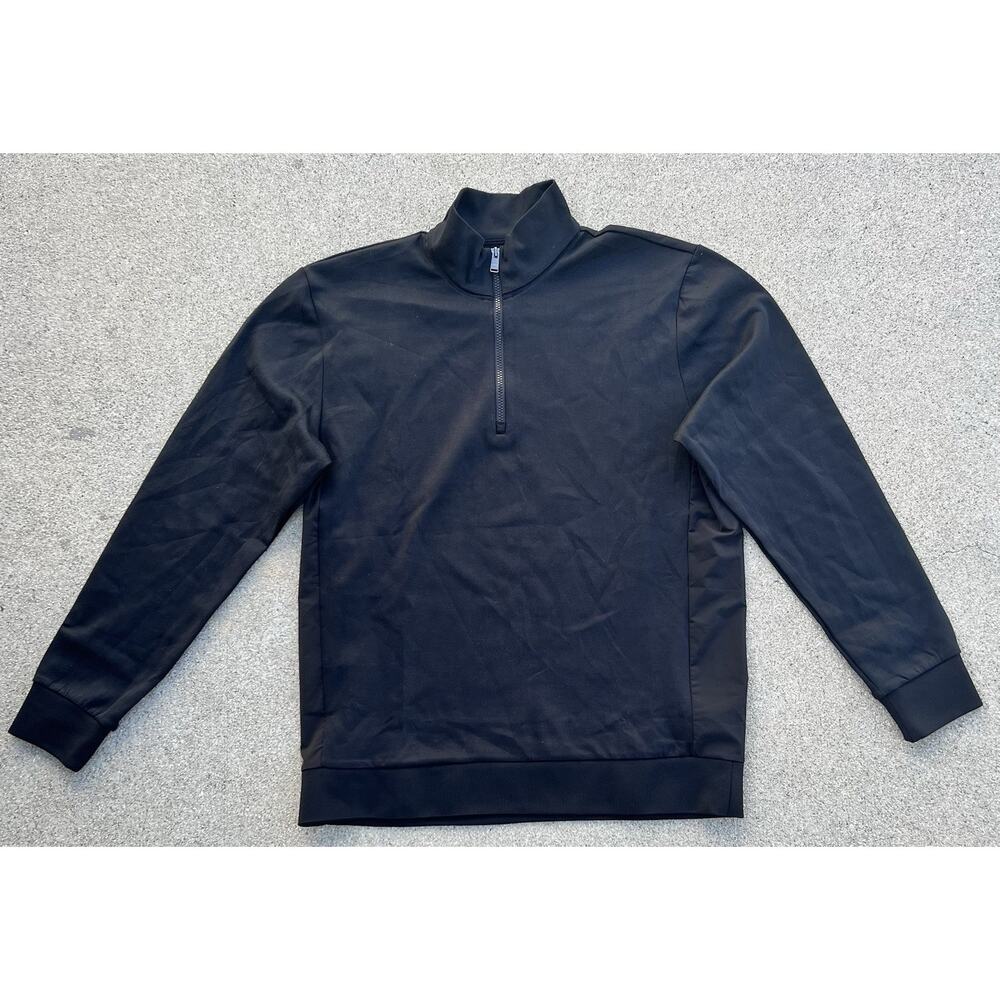 BOSS Sidney Quarter Zip Pullover Black Sweater Men's Size XXL